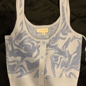 LA hearts blue marble-print tank top